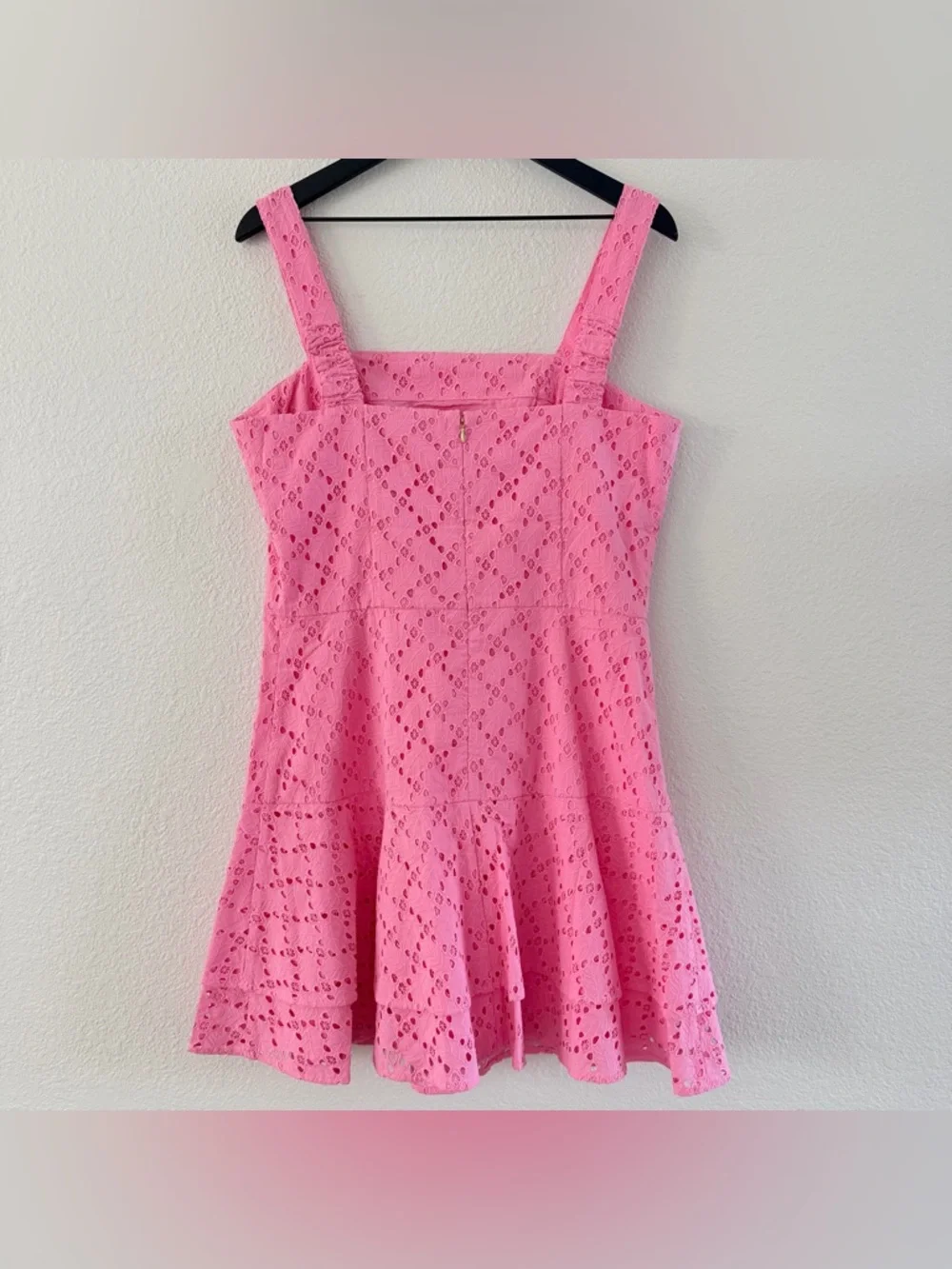 Draper James Women's Embroidered Sleeveless‎ Mini Sachet Pink Eyelet Dress Sz 12